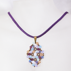 Pendant 65cm - Shea Rhombus S-Purple Suedine - Pendant 65cm - Laiton bronze